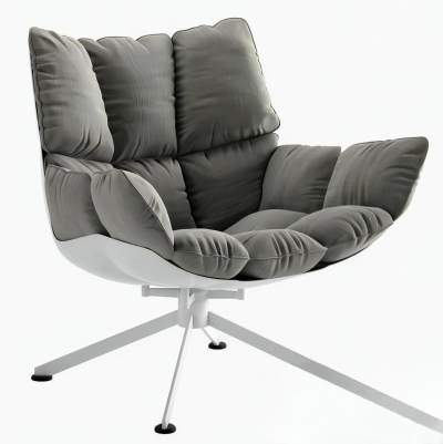 现代肌肉稻壳可旋转休闲椅